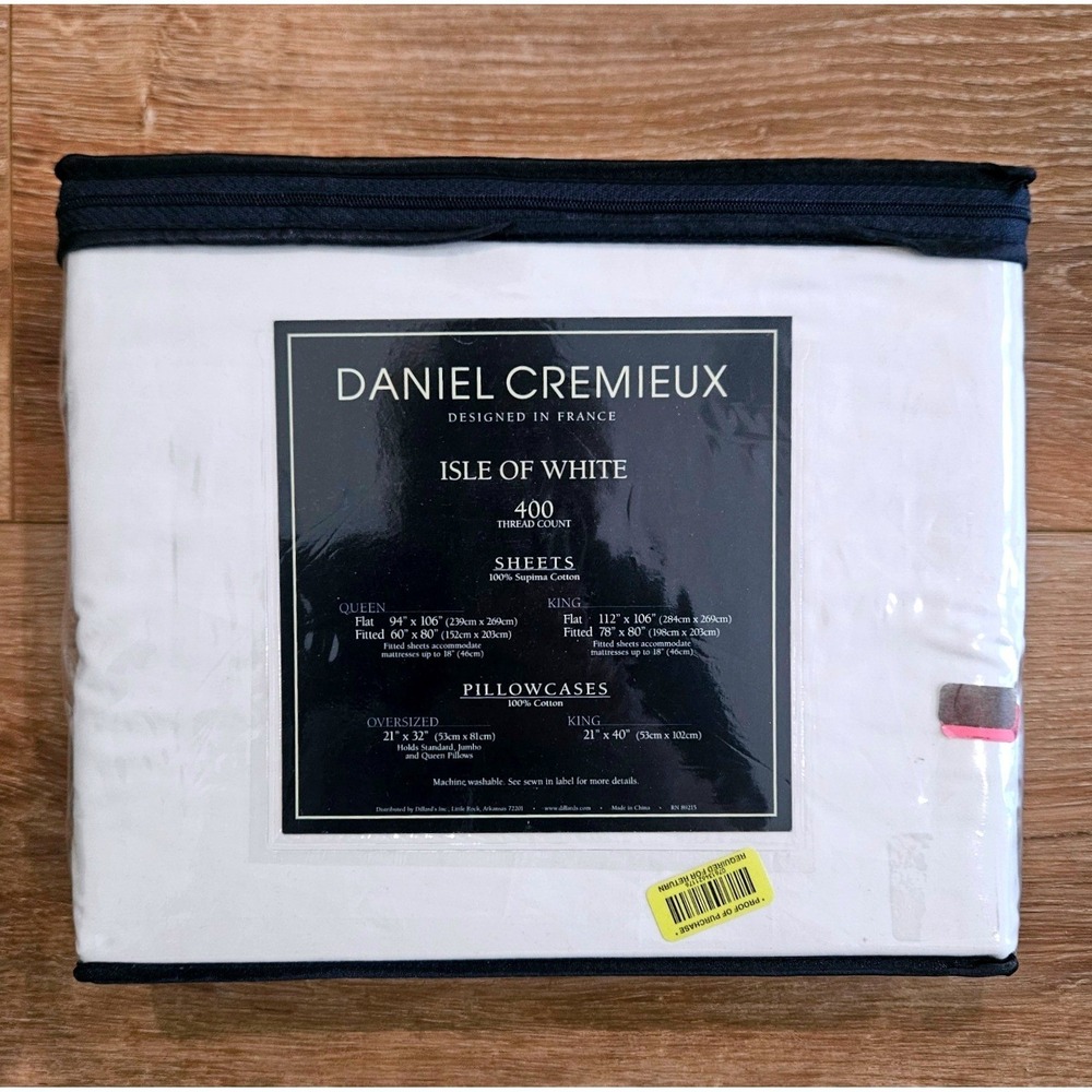 Daniel Cremieux Isle of White Queen Flat Sheet 400TC 100% Supima Cotton NIP NEW - Picture 2 of 2